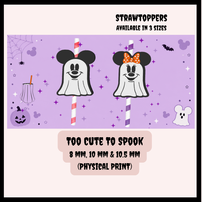 Straw Toppers - Too Cute To Spook (TWO Versions)