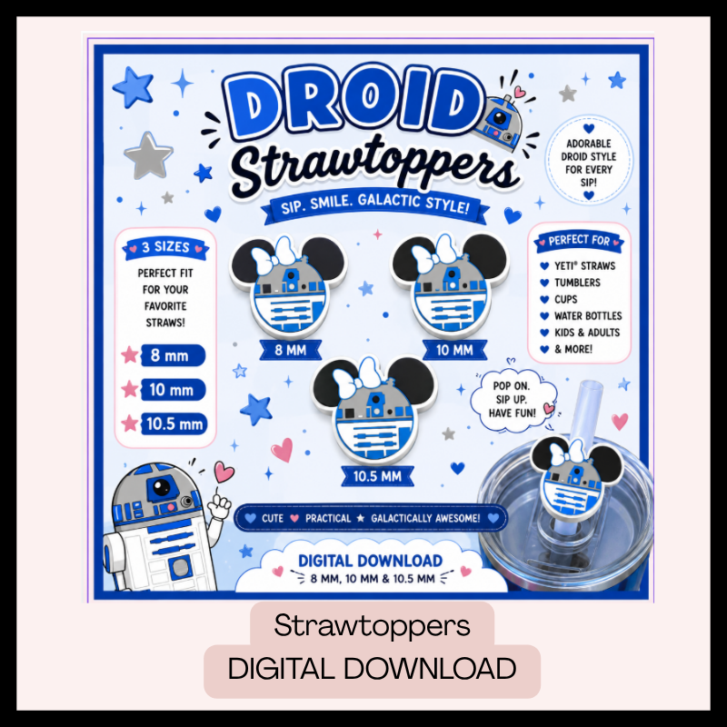 DIGITAL DOWNLOAD Droid Straw Toppers