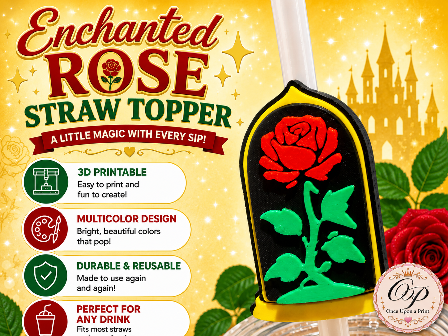 Enchanted Rose Straw Topper