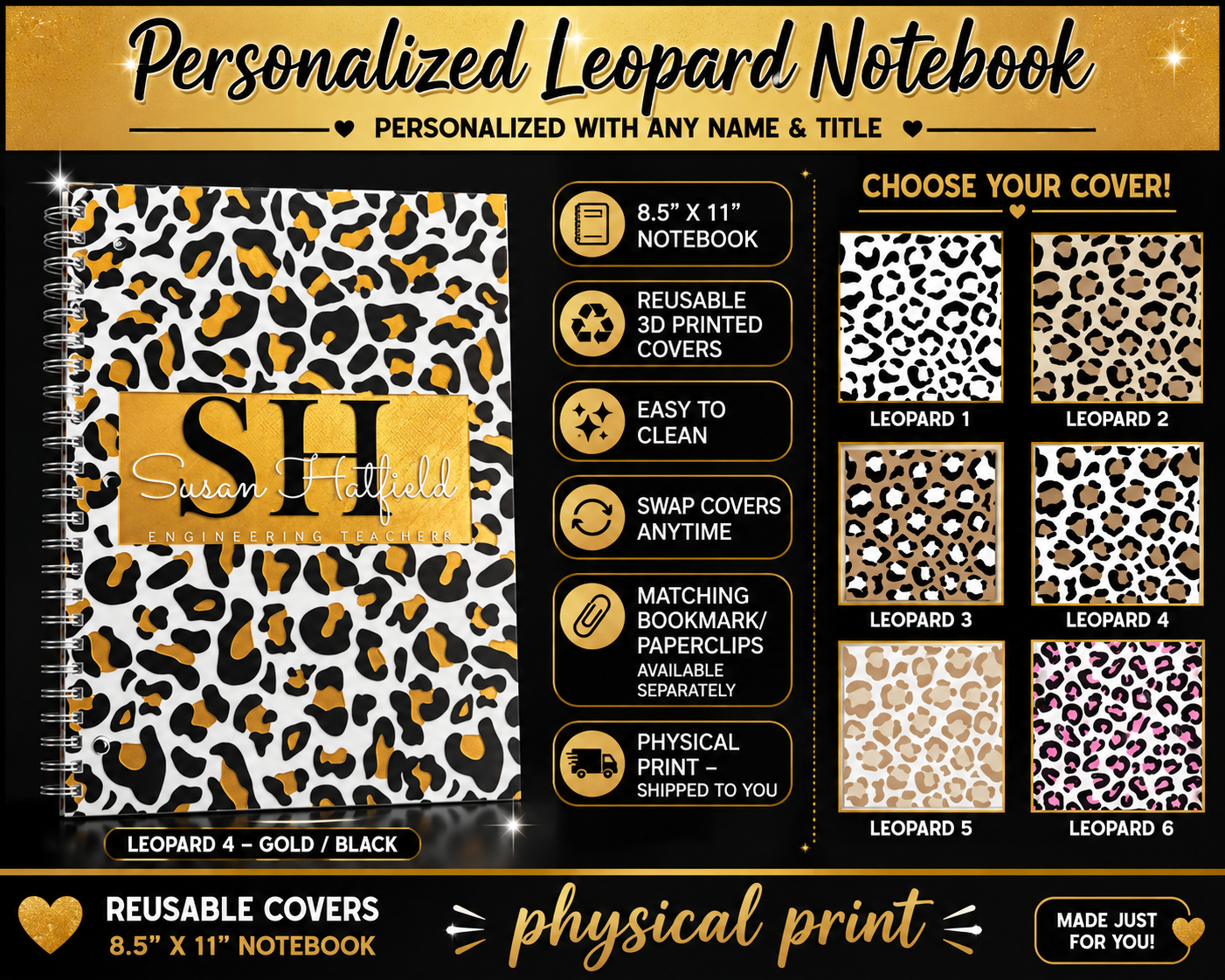 Leopard Personalized Notebook (8.5" x 11")