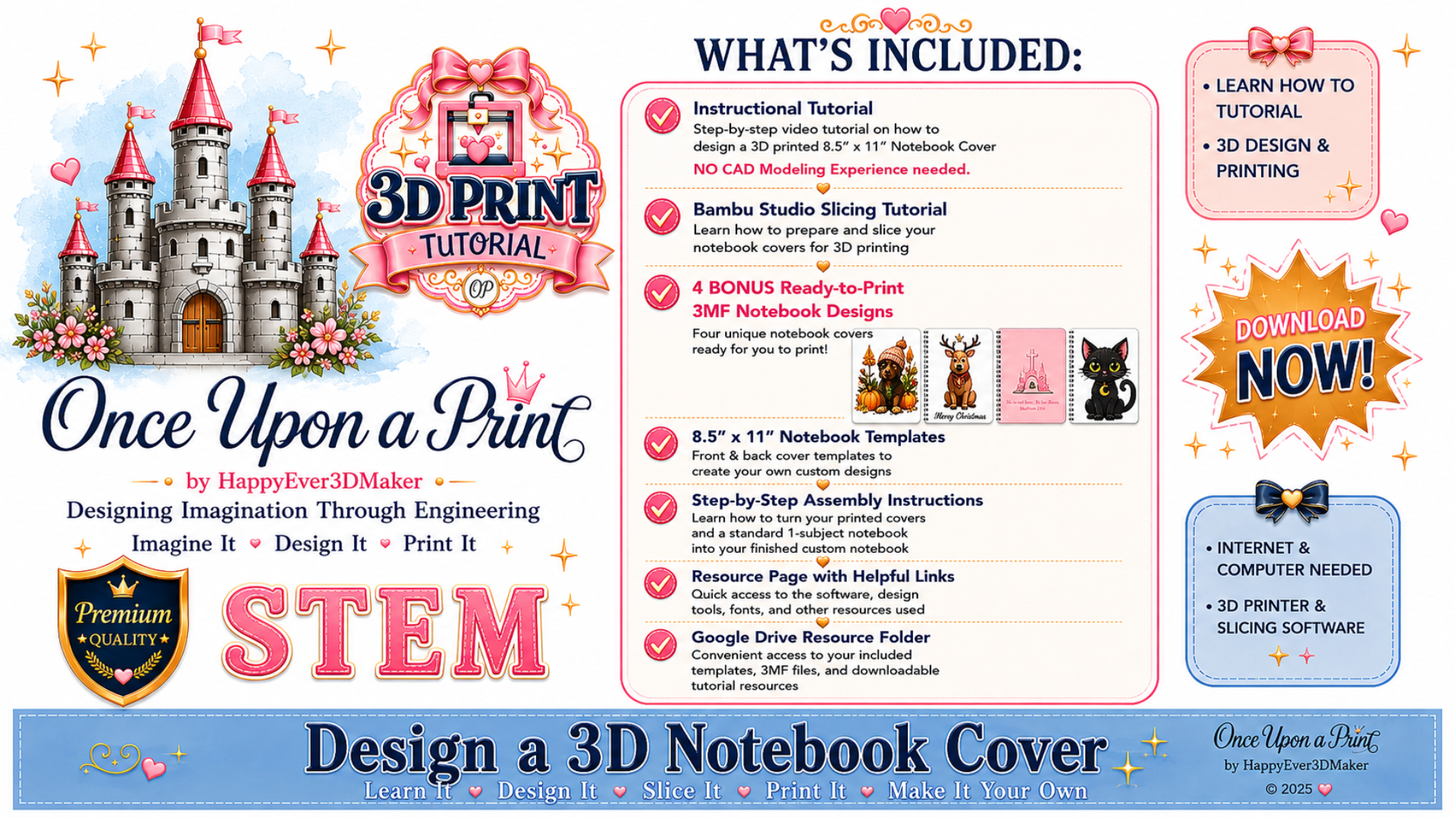 Design Your Own 3D Printed Notebook Cover Tutorial
