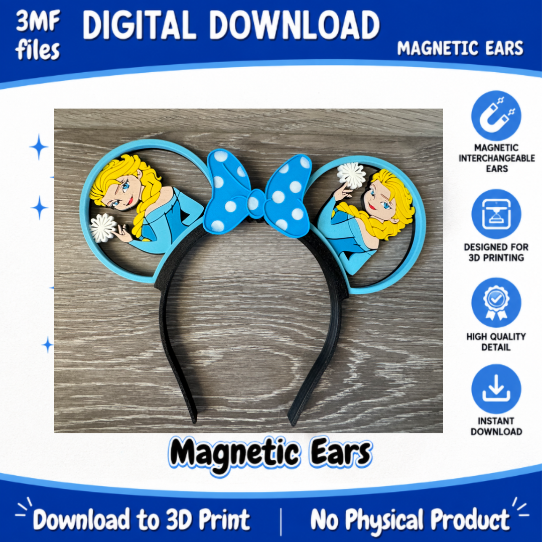 🩵  DIGITAL DOWNLOAD- Arendelle Ice Princess Magnetic Ears