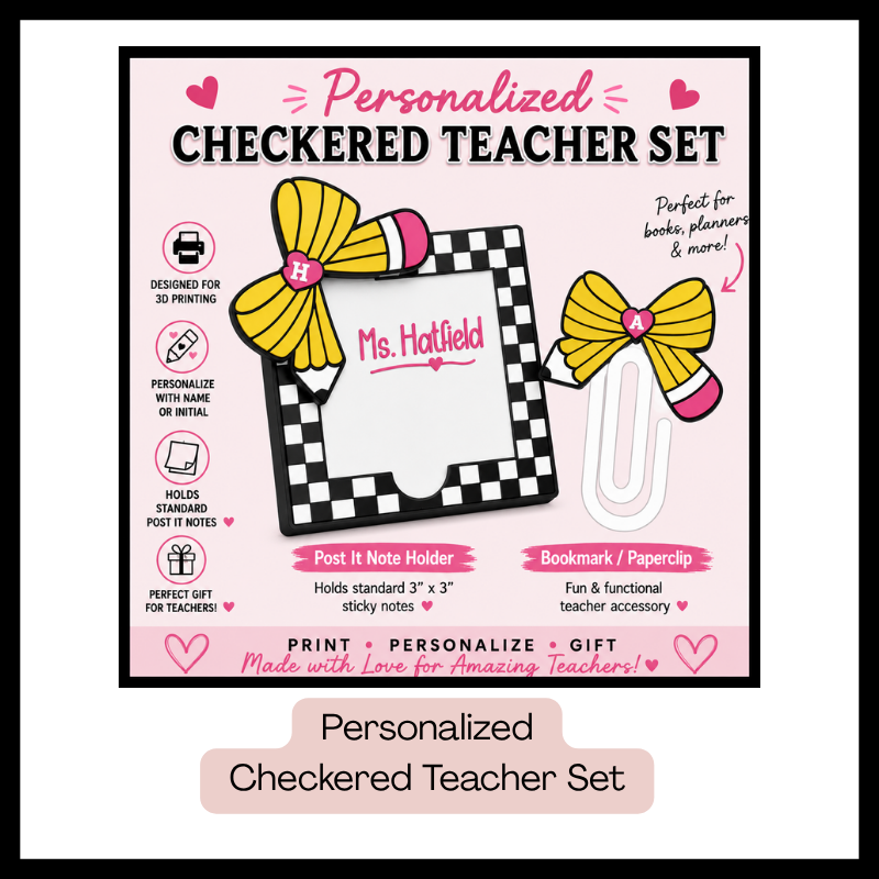 Personalized Checkered Teacher Set