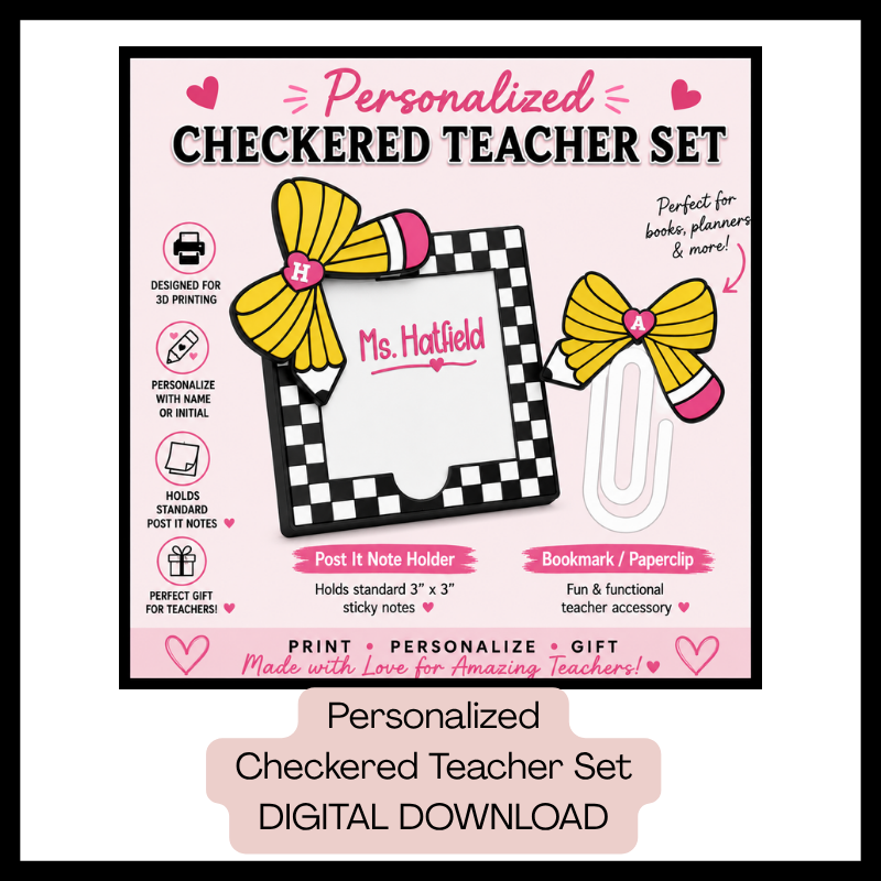 DIGITAL DOWNLOAD - Personalized Checkered Teacher Set