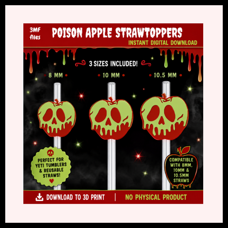 DIGITAL DOWNLOAD- Poison Apple Strawtoppers