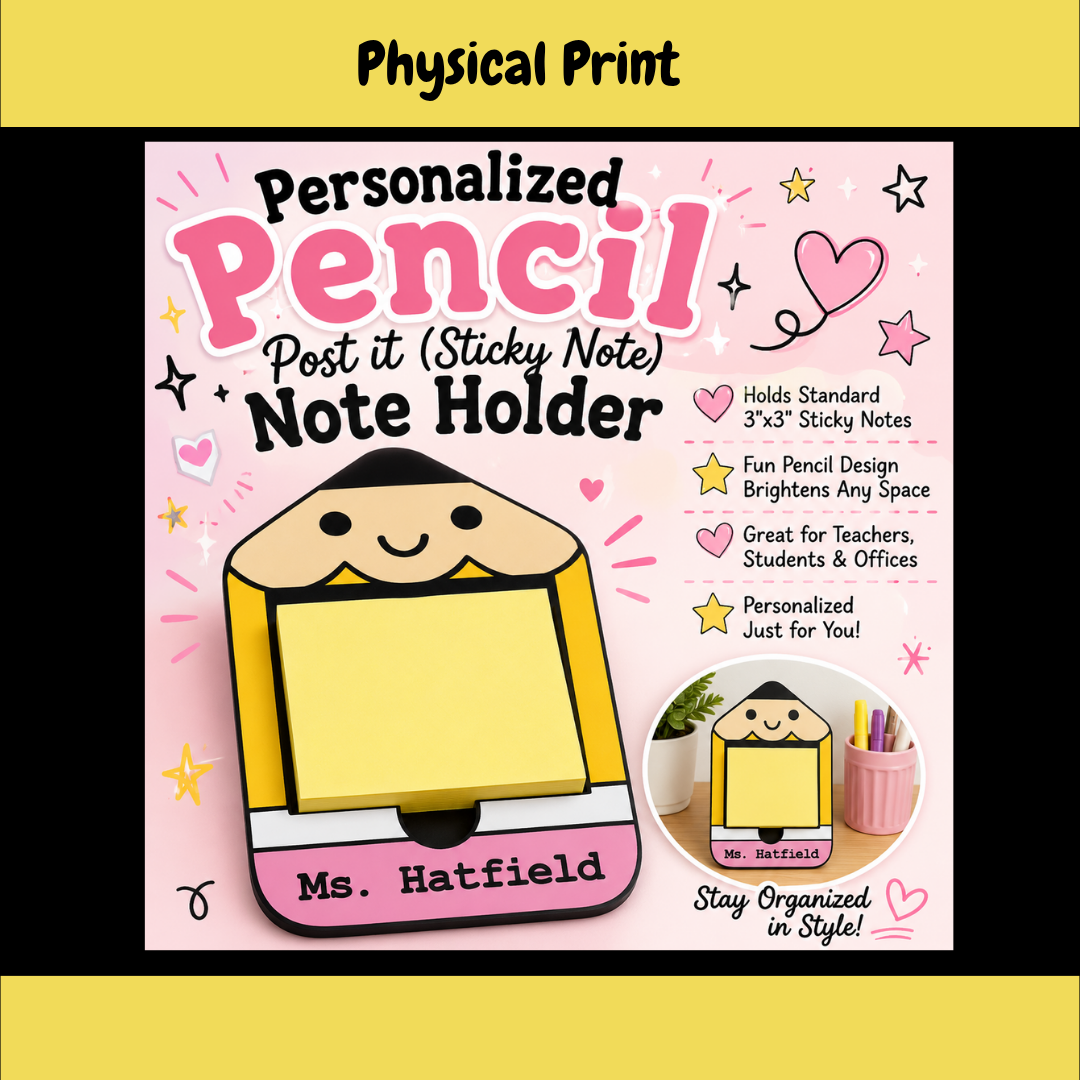Personalized Pencil Sticky Note Holder