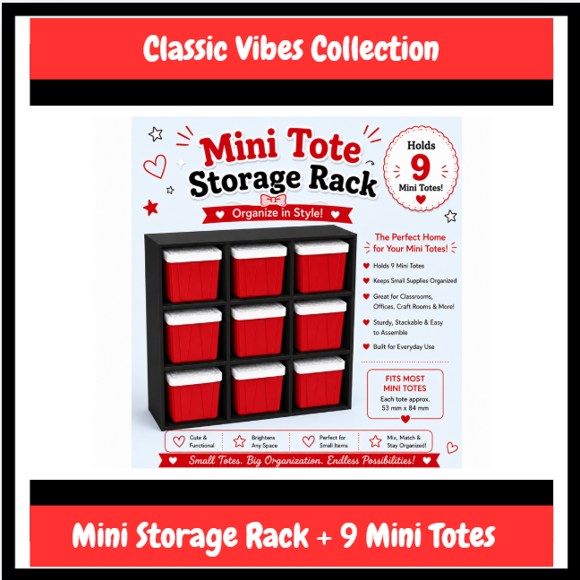 Classic Vibes Mini Tote Storage Rack with 9 Mini Totes