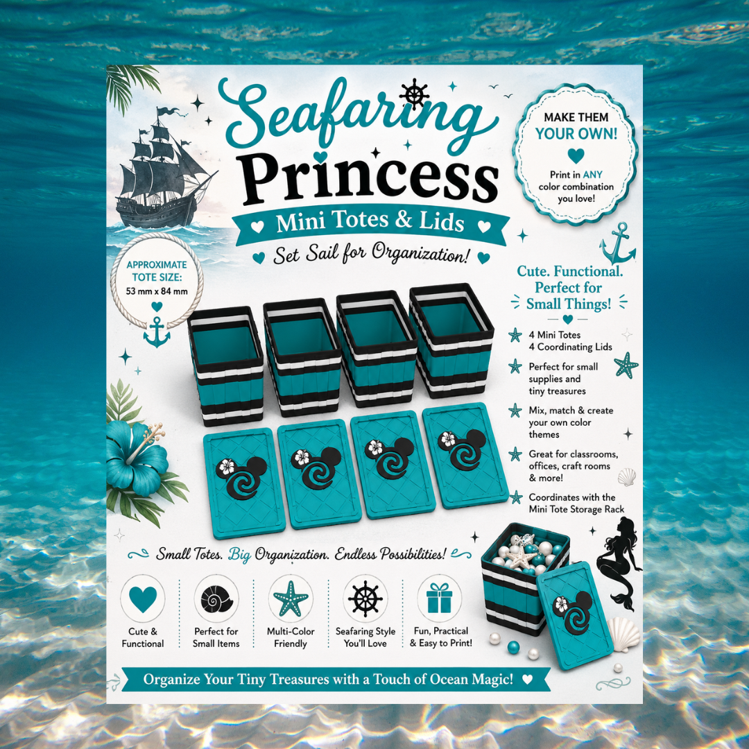 DIGITAL DOWNLOAD - SEAFARING PRINCESS INSPIRED MINI TOTES & LIDS
