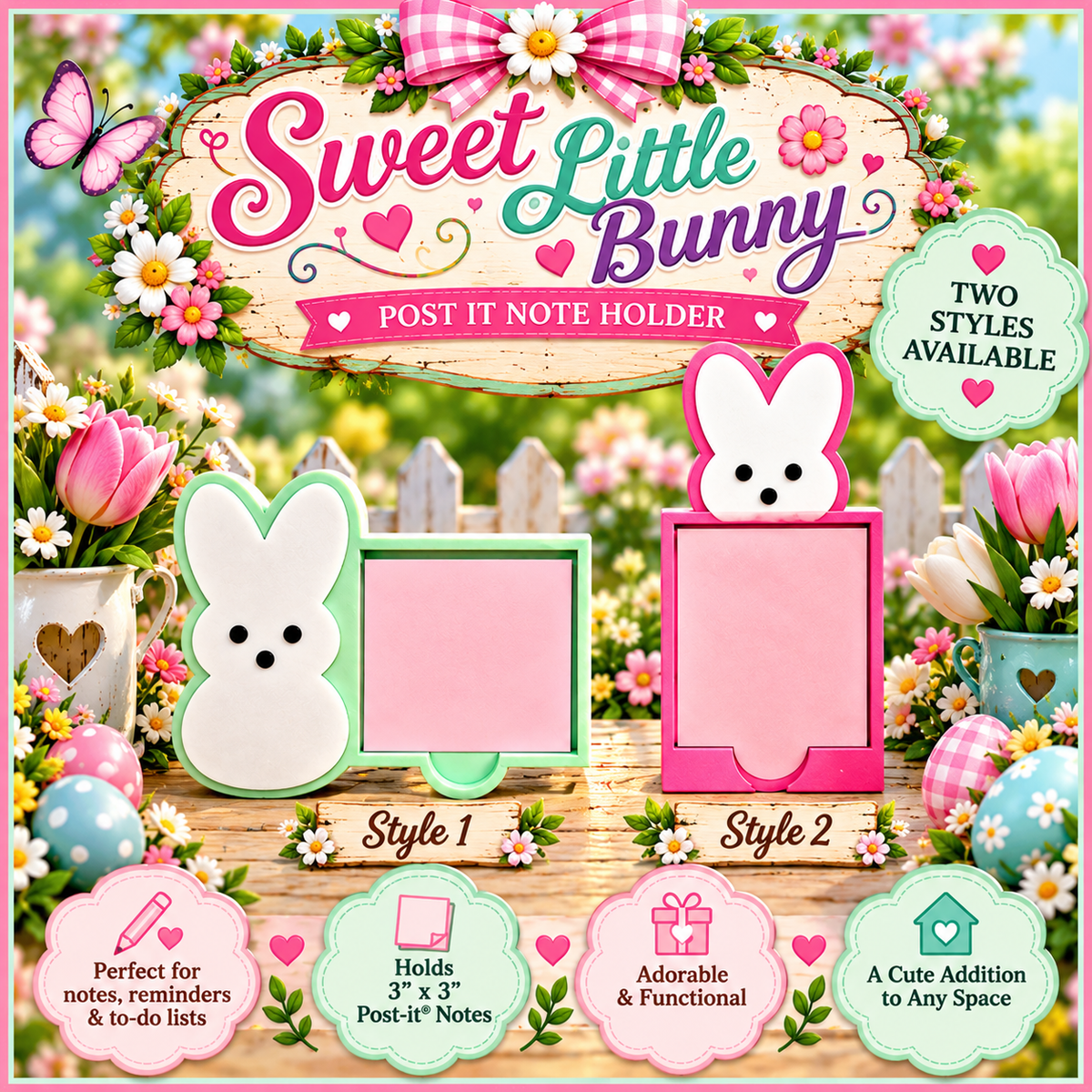 DIGITAL DOWNLOAD - Sweet Little Bunny Post It Note Holder